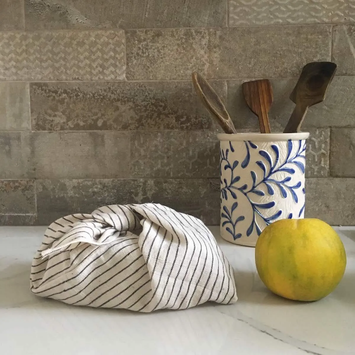 Set of 2 Bento  Bag - 2 knot bags in organic Kala Cotton for Veggies & Fruit, Wrapping Roti, Packing lunch box