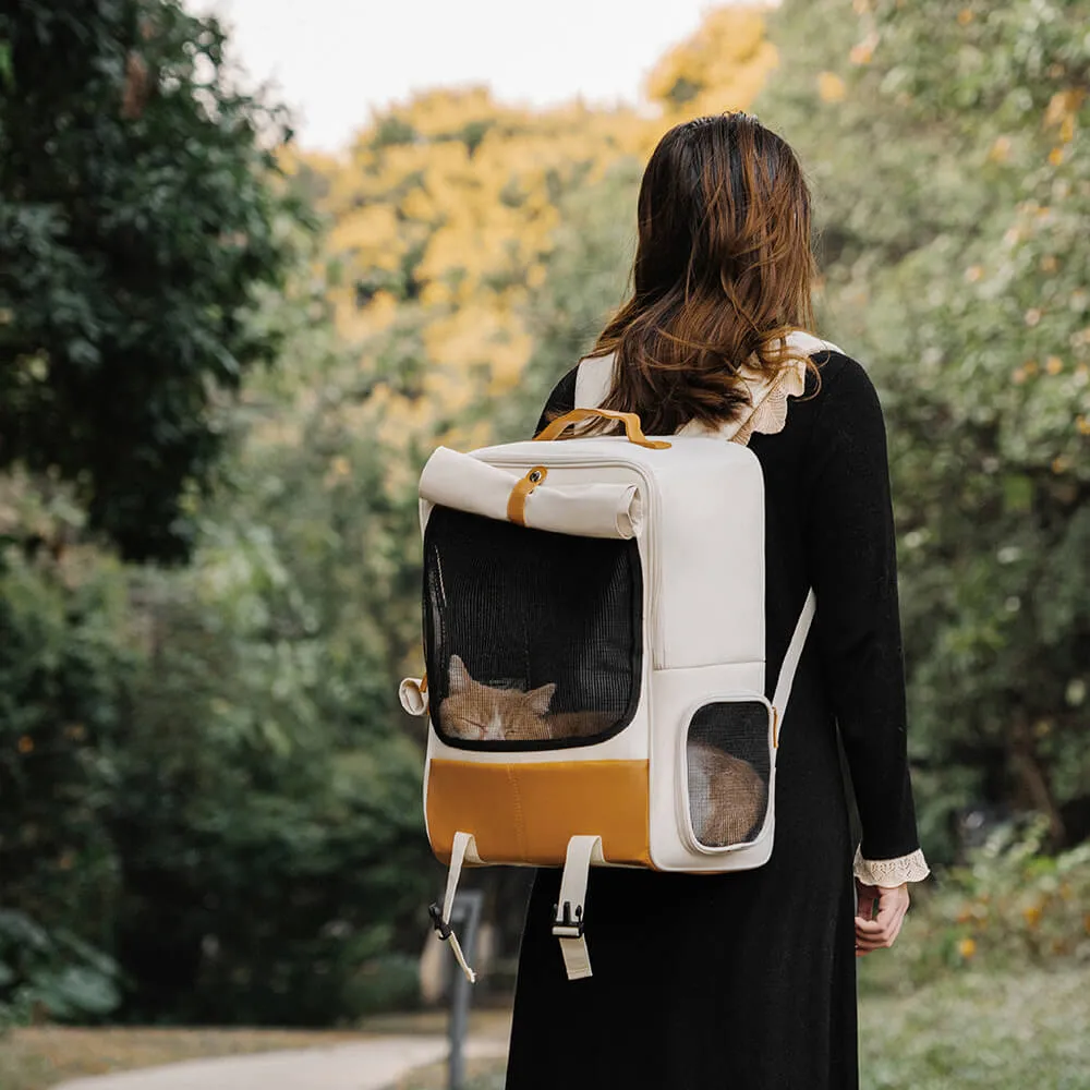 Square Breathable Foldable Portable Designer Pet Carrier Cat Backpack