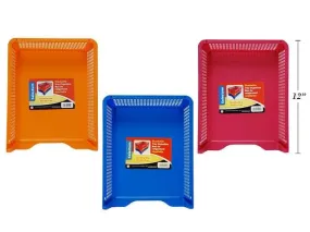 STACKABLE DOCUMENT TRAY ORGANIZER, 13X9X2.75" BLUE, PINK, ORANGE COLORS