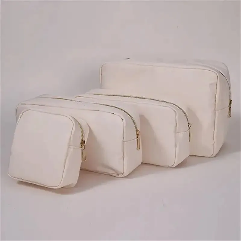 Stock Multi Colors Nylon Pouch Large Cosmetic Bag Zipper Toiletries Organizer Bag For Women Girls Gift Makeup Pouch