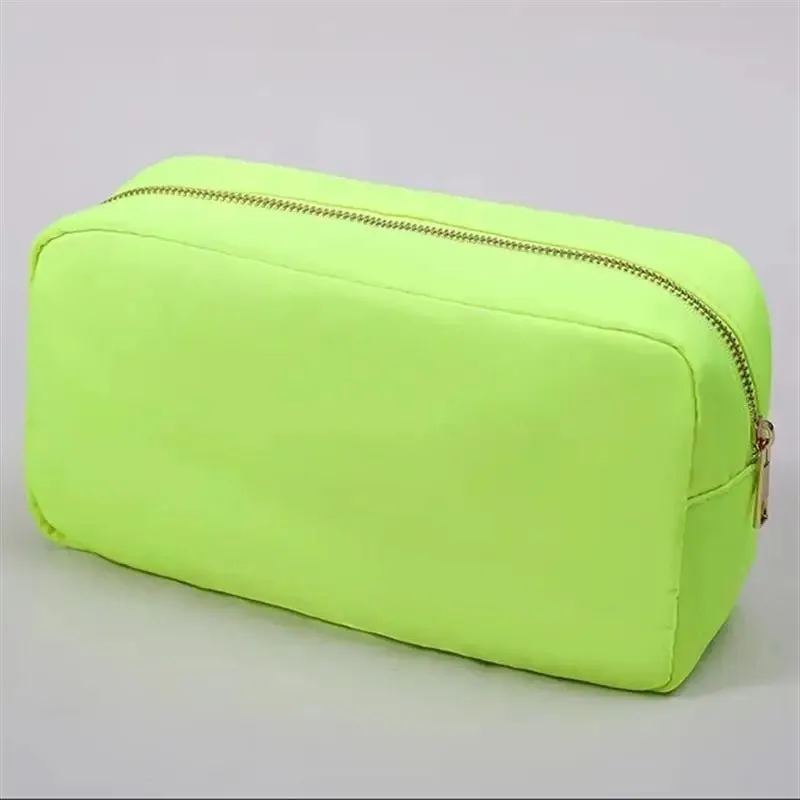 Stock Multi Colors Nylon Pouch Large Cosmetic Bag Zipper Toiletries Organizer Bag For Women Girls Gift Makeup Pouch