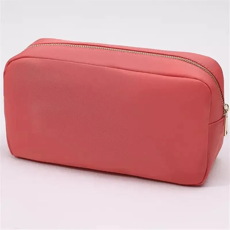Stock Multi Colors Nylon Pouch Large Cosmetic Bag Zipper Toiletries Organizer Bag For Women Girls Gift Makeup Pouch