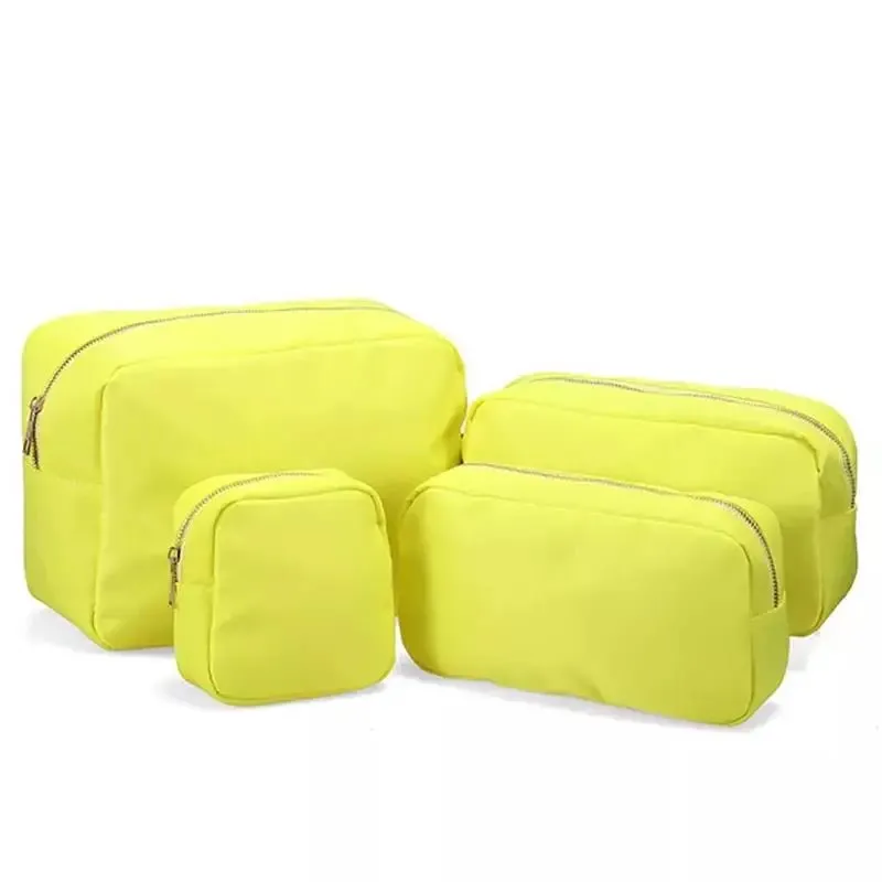 Stock Multi Colors Nylon Pouch Large Cosmetic Bag Zipper Toiletries Organizer Bag For Women Girls Gift Makeup Pouch