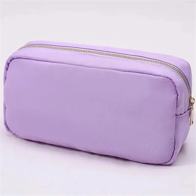 Stock Multi Colors Nylon Pouch Large Cosmetic Bag Zipper Toiletries Organizer Bag For Women Girls Gift Makeup Pouch