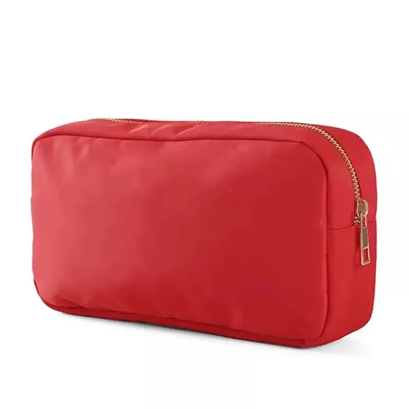 Stock Multi Colors Nylon Pouch Large Cosmetic Bag Zipper Toiletries Organizer Bag For Women Girls Gift Makeup Pouch