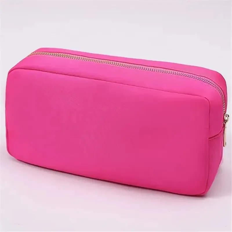 Stock Multi Colors Nylon Pouch Large Cosmetic Bag Zipper Toiletries Organizer Bag For Women Girls Gift Makeup Pouch