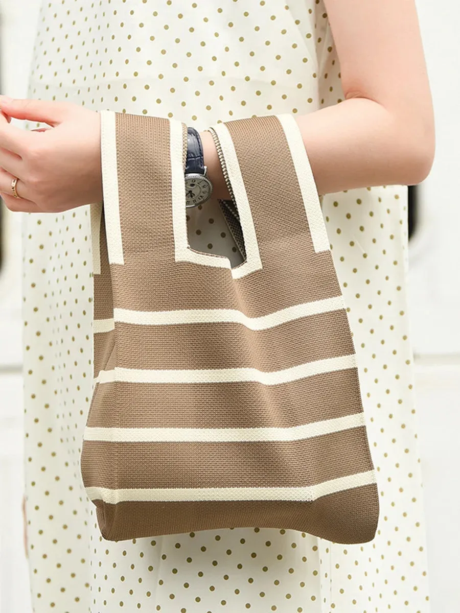 Striped Crochet Mini Wristlet Tote