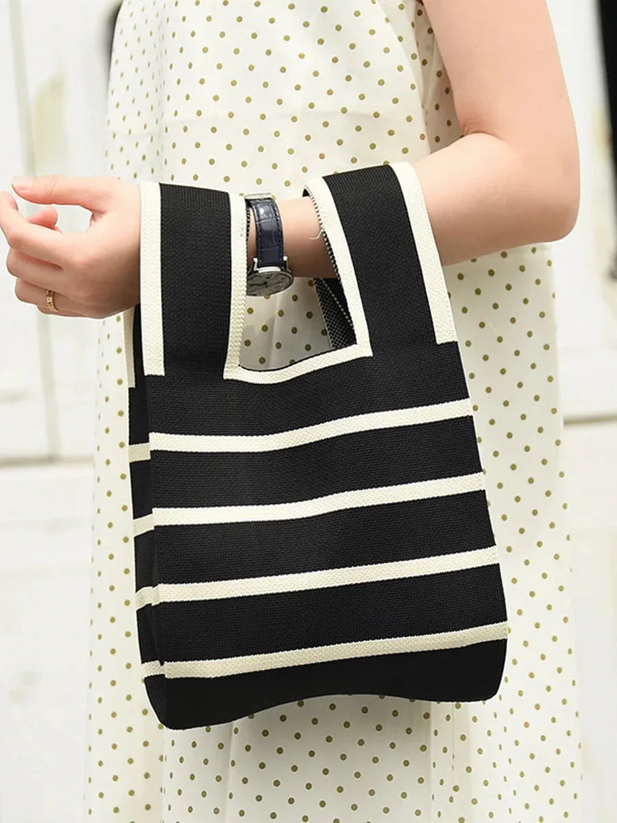 Striped Crochet Mini Wristlet Tote