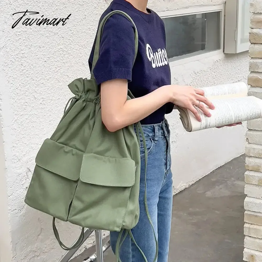 Tavimart Casual Korean Women Backpack Light Nylon Drawstring Pocket Backpack for Women Fashion Designer Book Travel Female Shoulder Bag