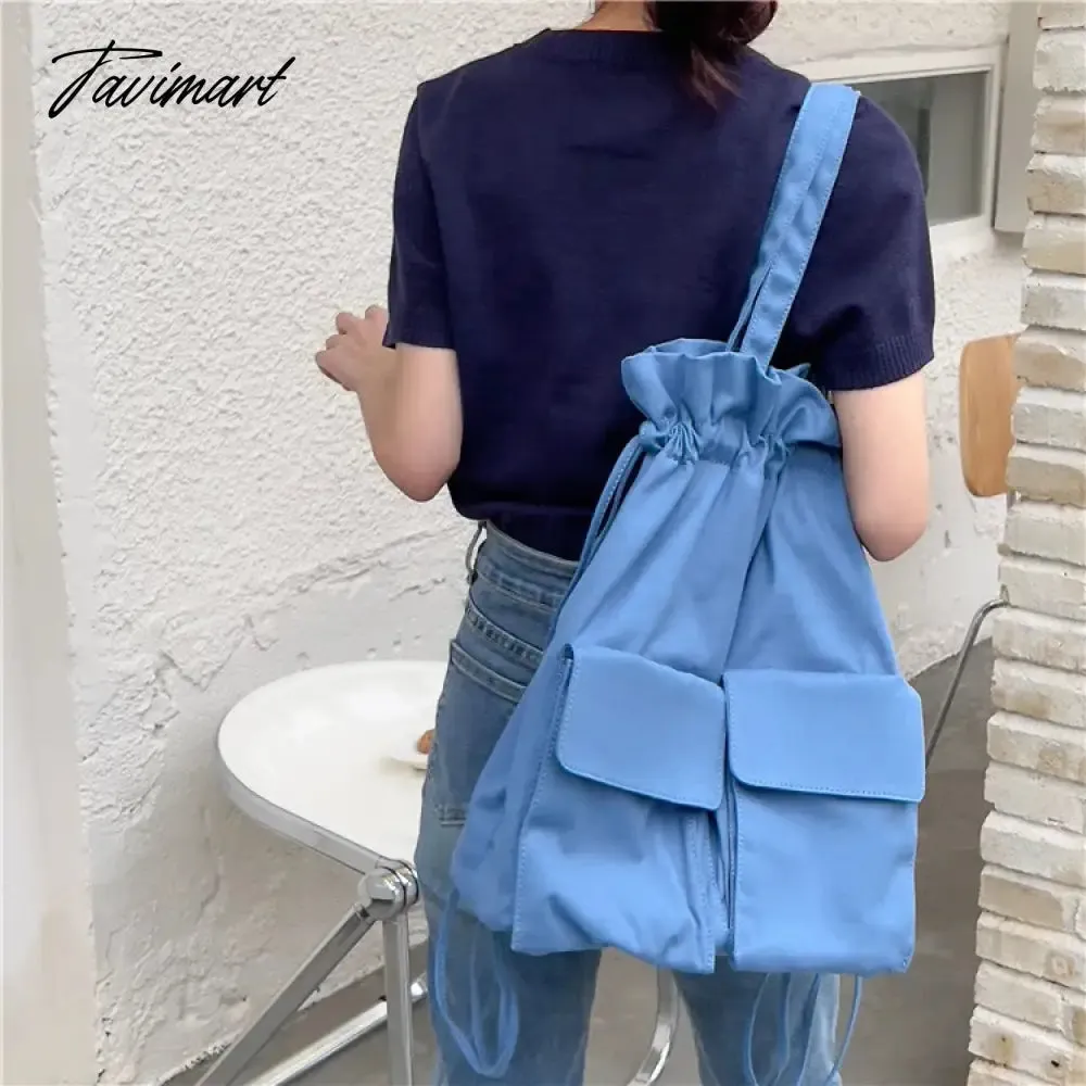 Tavimart Casual Korean Women Backpack Light Nylon Drawstring Pocket Backpack for Women Fashion Designer Book Travel Female Shoulder Bag