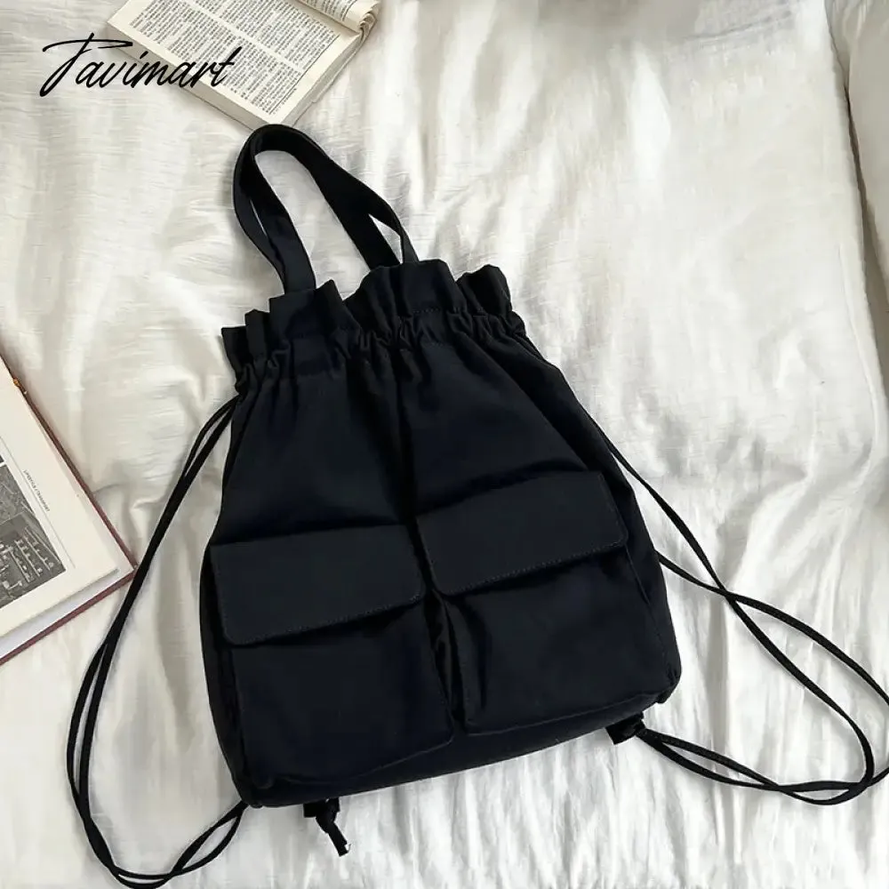 Tavimart Casual Korean Women Backpack Light Nylon Drawstring Pocket Backpack for Women Fashion Designer Book Travel Female Shoulder Bag
