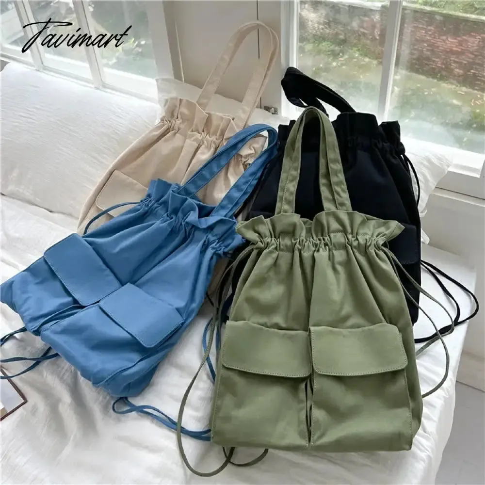 Tavimart Casual Korean Women Backpack Light Nylon Drawstring Pocket Backpack for Women Fashion Designer Book Travel Female Shoulder Bag