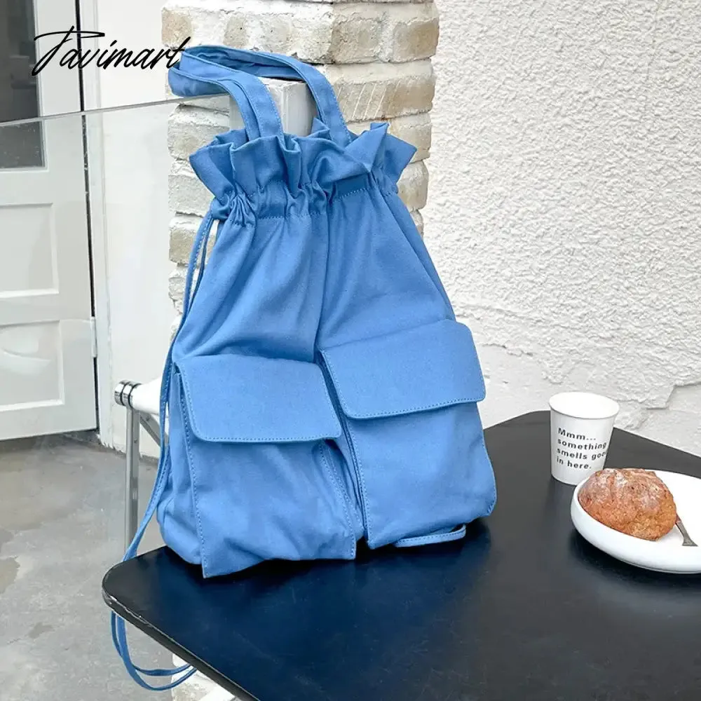 Tavimart Casual Korean Women Backpack Light Nylon Drawstring Pocket Backpack for Women Fashion Designer Book Travel Female Shoulder Bag
