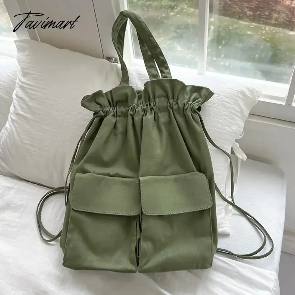 Tavimart Casual Korean Women Backpack Light Nylon Drawstring Pocket Backpack for Women Fashion Designer Book Travel Female Shoulder Bag