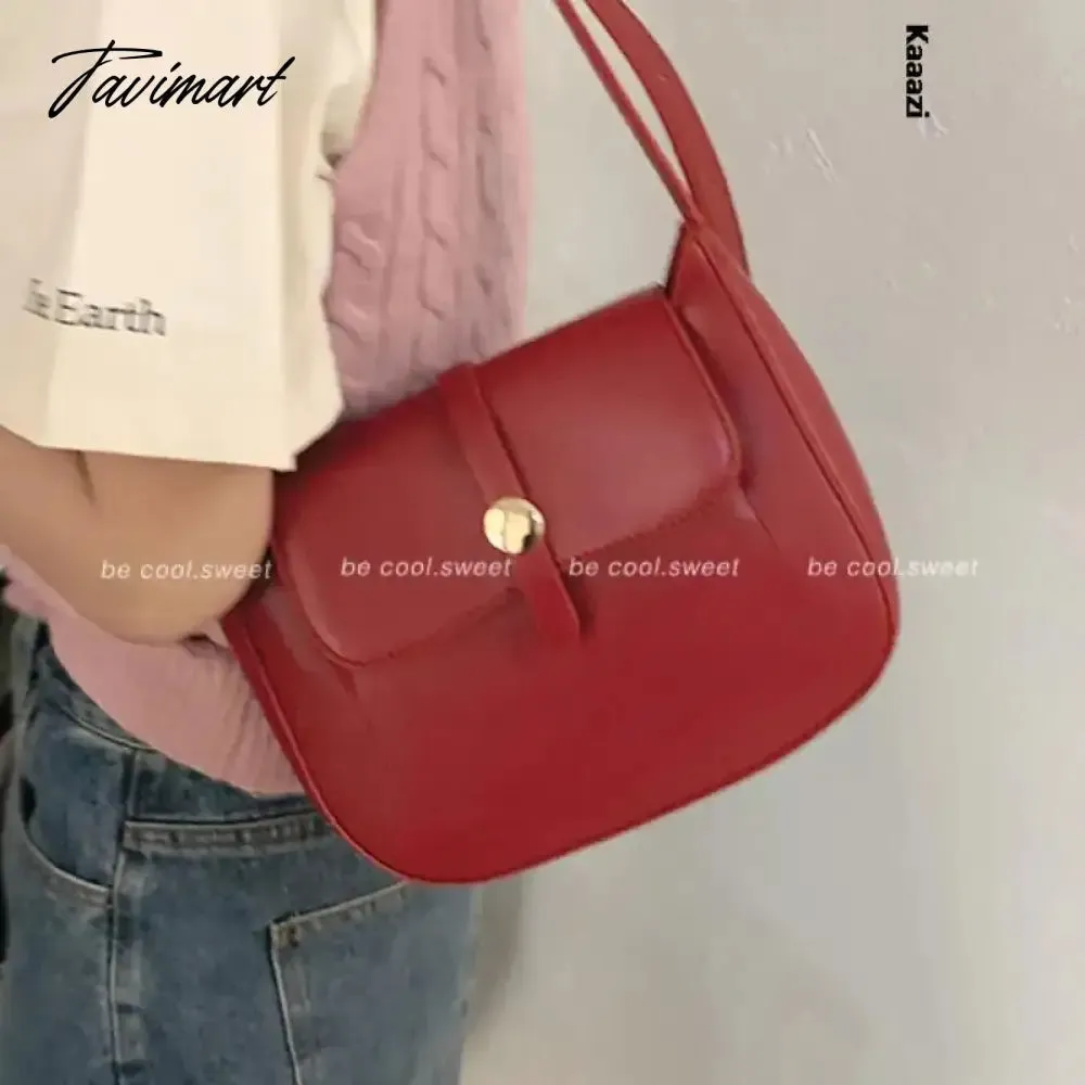 Tavimart New Underarm Versatile Crossbody Bag Solid Color Stylish Shoulder Bags Luxury Designer  Casual Retro Postman's Handbag
