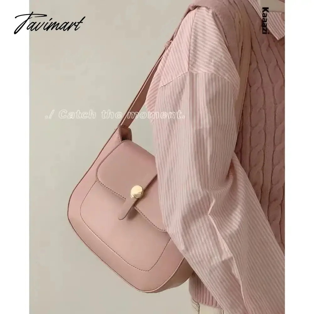 Tavimart New Underarm Versatile Crossbody Bag Solid Color Stylish Shoulder Bags Luxury Designer  Casual Retro Postman's Handbag