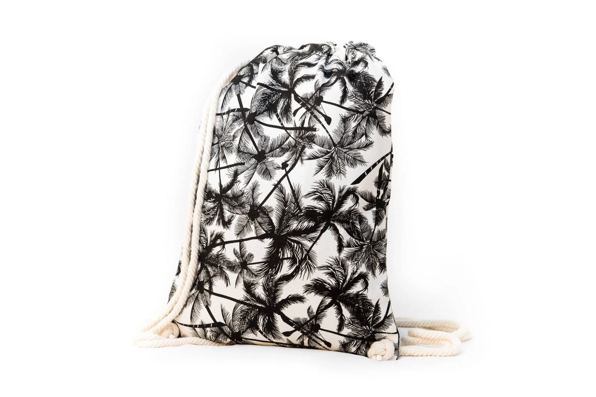 Tropical Palm Canvas Drawstring Backpack
