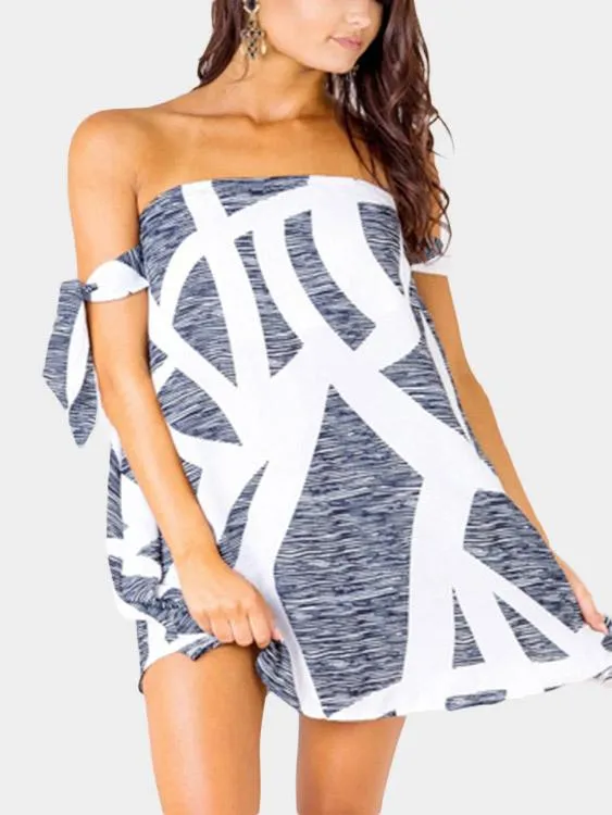 Wholesale Off The Shoulder Sleeveless Geometrical Lace-Up Mini Dress