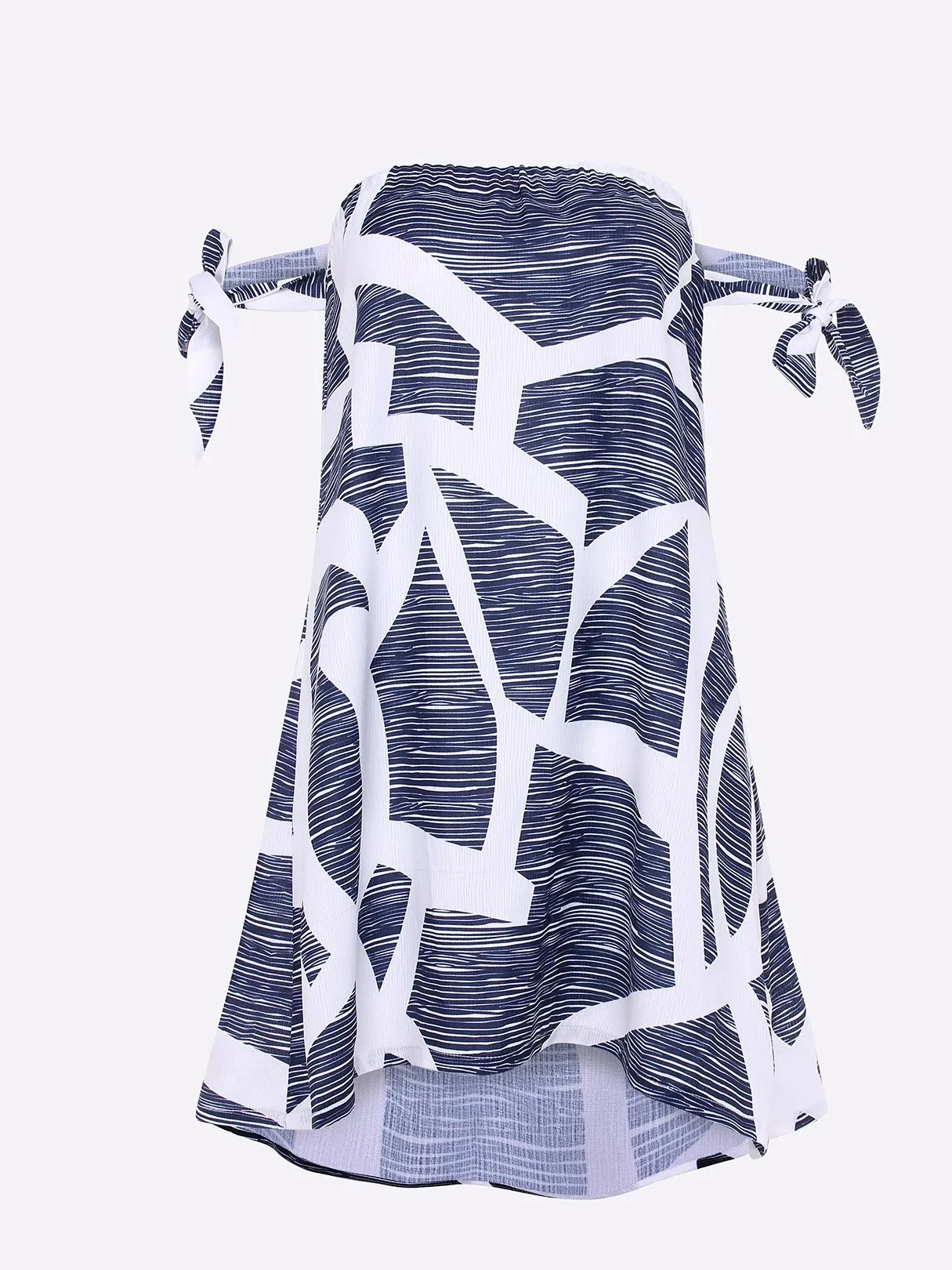 Wholesale Off The Shoulder Sleeveless Geometrical Lace-Up Mini Dress