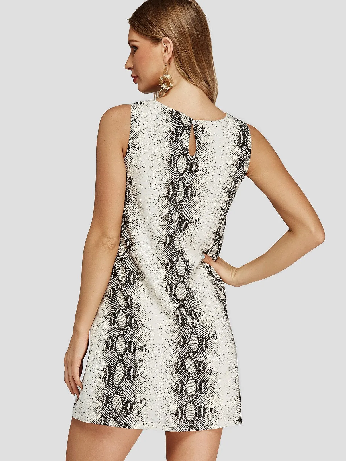 Wholesale Round Neck Sleeveless Snake Mini Dress