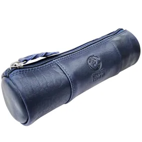 Winnie Leather Zipper Pen Pencil Case (Blue)