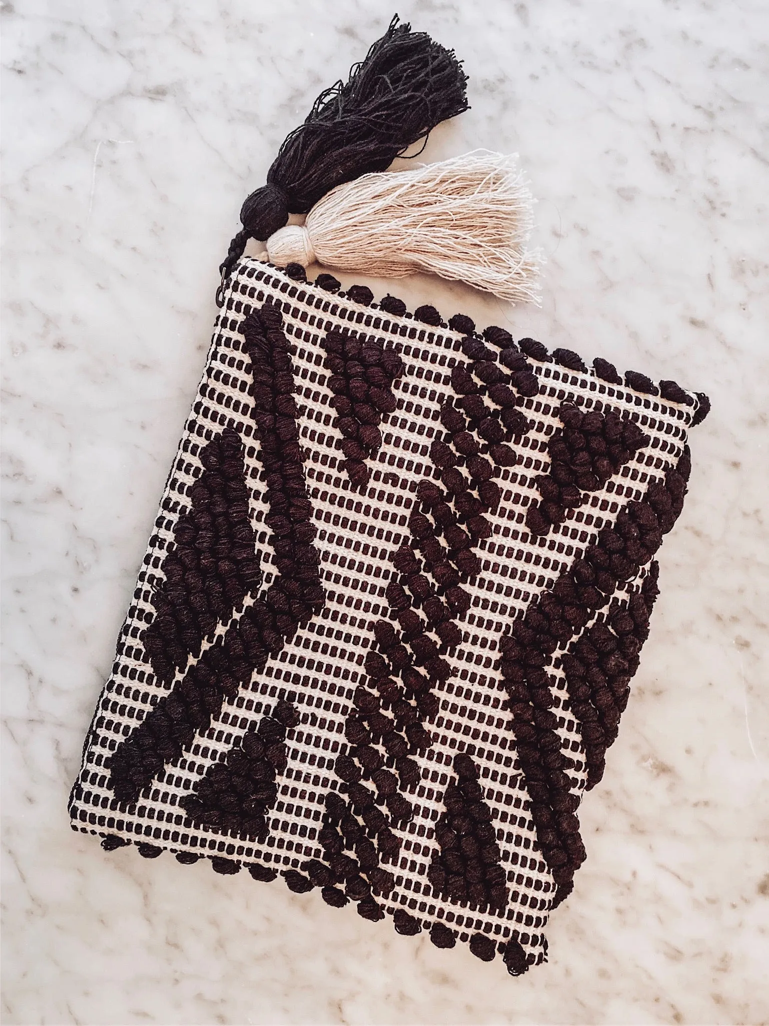 Woven Clutch with Tassels